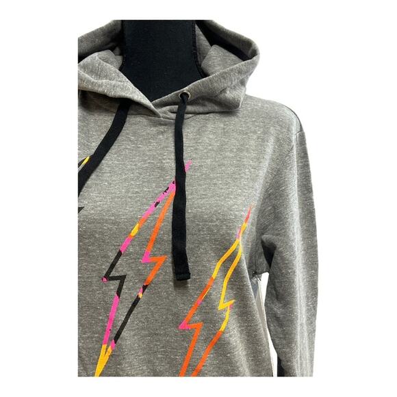 CHEERLEADER Gray Hoodie with Neon lightening bolts front NEW WITH TAGS EXTRA SM - Picture 4 of 15